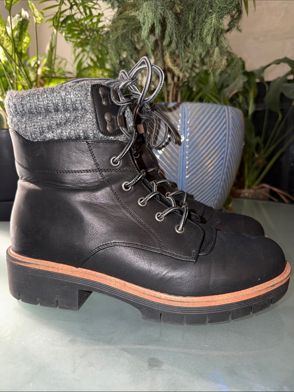 Maurices Black Lace-Up Women's Boots with Knit Cuff